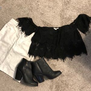 Lace Off The Shoulder Crop Top